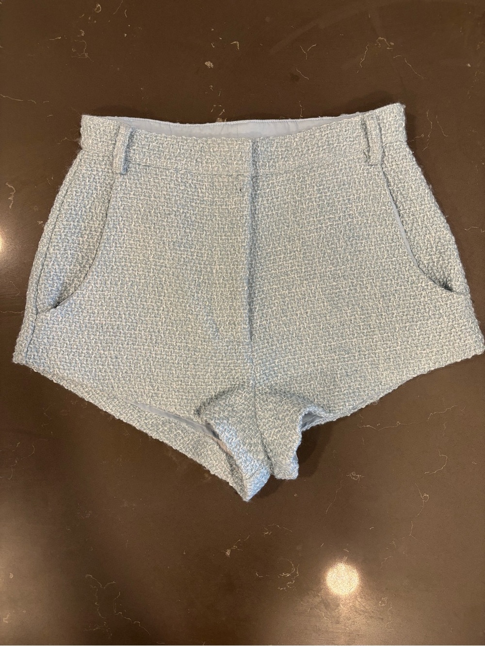 Amanda Uprichard Light Blue Tweed / Bouclé Shorts - Picture 7 of 8